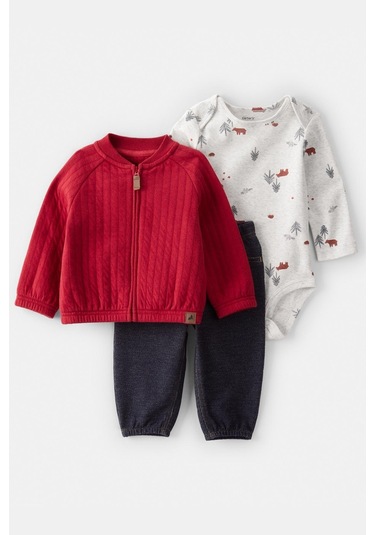 Erkek Bebek 3'lü Hırkalı Ctr-1t846310 Kırmızı