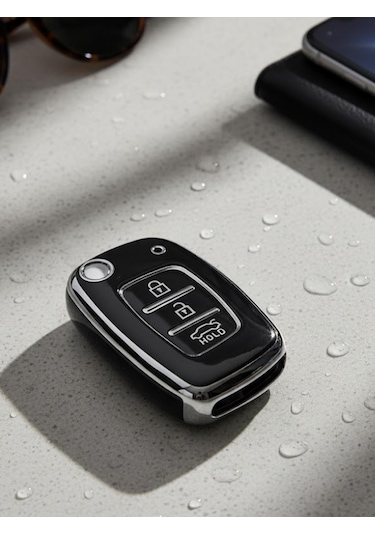 Hyundai Santafe Elentra Solanis İ20 İoniq İ30 Tucson İx35 3 Buton Nano Anahtar Kılıfı Siyah