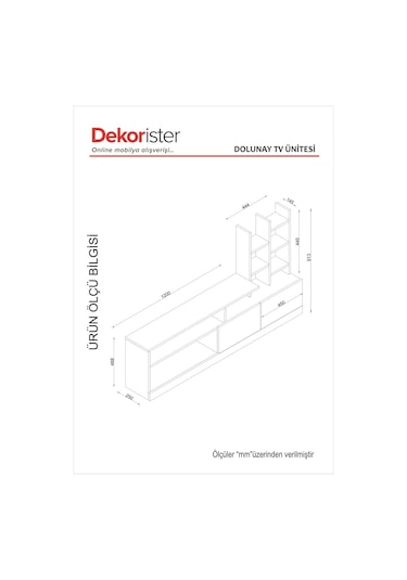 Dekorister Dolunay Kitaplıklı Tv Ünitesi Beyaz