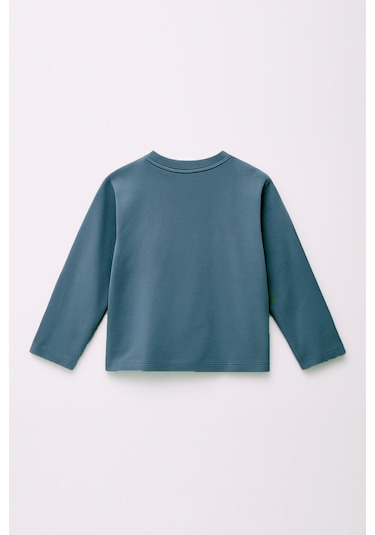 Erkek Çocuk %100 Pamuk Baskılı Uzun Kollu Tişört - İndigo 3-4 Yaş 8-9 Yaş İndigo