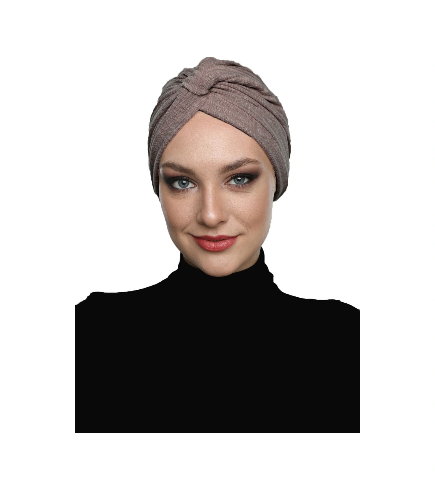 Pamuklu Bantlı Çapraz Astarlı Hibiskus Rengi Hazır Türban Tesettür Havuz Bonesi Hibiskus