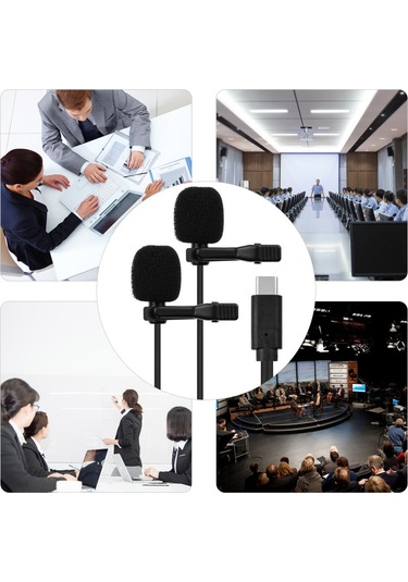 Skycıty İki Mikrofonlu, Rüzgar Yastığı Ve Depolama Torbası Bulunan Kolyeli Mikrofon, Type - C Arayüzlü Cihazlar İçin Uygun