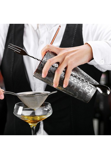 Hangfox 304 Paslanmaz Çelik Boston Kokteyl Shaker Seti, Aşınmaz, Leak-proof, Gravür Desenli, Kahve Ve Kokteyl Hazırlama İçin, Gümüş Rengi