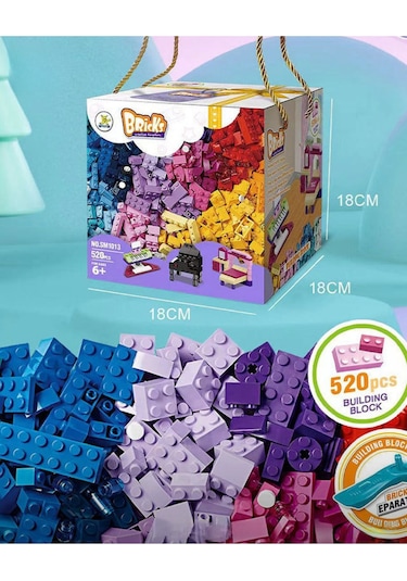 520 Parça Yapı Oyuncak Uyumlu Yapı Blokları Seti - Pastel Renkli Yaratıcı Eğitici Oyuncak Kutusu