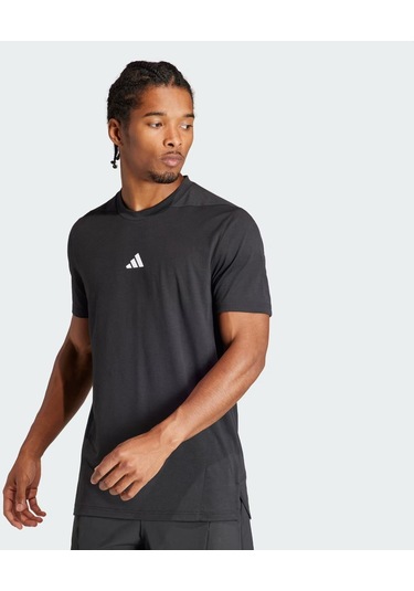 Adidas Designed For Training Erkek Siyah Yuvarlak Yaka Tişört IK9725 Siyah