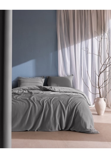 Marly Tek Kişilik %100 Pamuk Penye Lastikli Nevresim Takımı - Gri 8684427198940 Gri