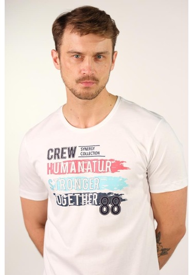 Arma Erkek Büyük Beden Bisiklet Yaka Tişört Y22374868101 Beyaz