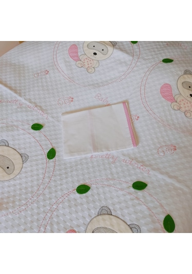 %100 Pamuk Desenli Bebek Pike & Yastık Başı