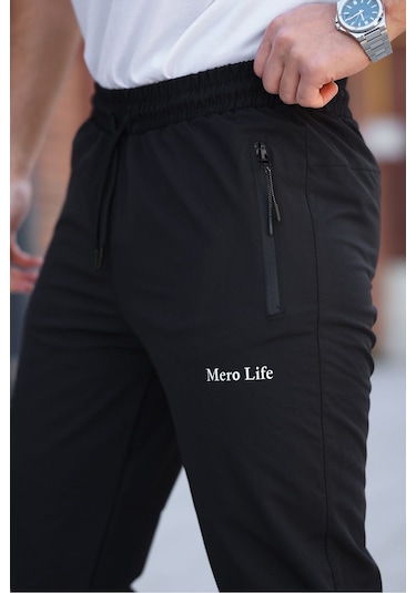 Erkek Siyah Eşofman Altı Kaliteli Paraşüt Kumaş Siyah