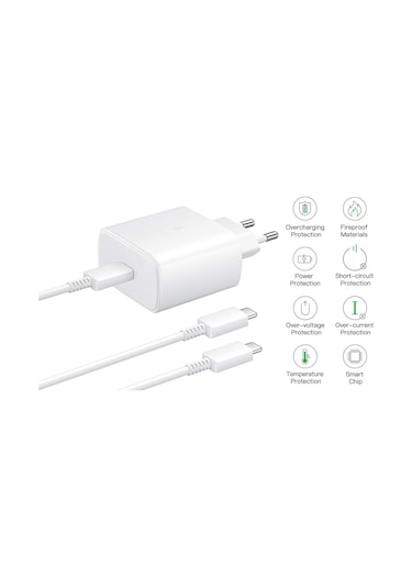 Galaxy A33 5G Uyumlu 45W Super Hızlı Type-C Şarj Aleti Seti - İthalatçı Garantili - Beyaz