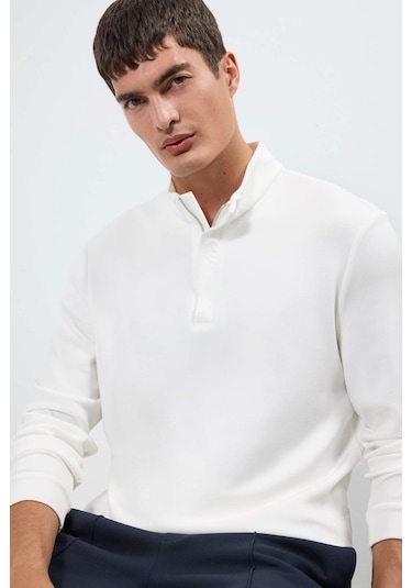Defacto Regular Fit Dik Yaka Yarım Fermuarlı Sweatshirt F2821ax25auwt34 Beyaz