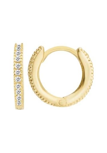 Halka Gümüş Küpe Zirkon Rose Orta Gold