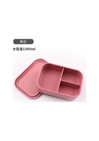 Kare Şeklinde Gıda Sınıfı Silikon Yemek Kutusu E-5 Kırmızı