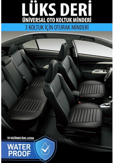 Su Geçirmez Deri Oto Ön Arka Araba Koltuk Minder Örtüsü 3'lü