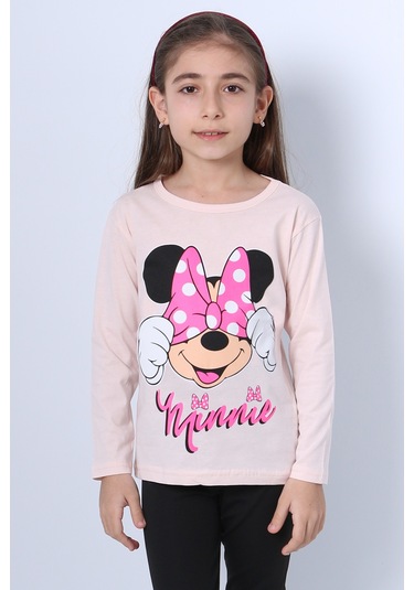 Hçm Kız Çocuk Uzun Kollu Tshirt 4 Mevsim Baskılı Bisiklet Yaka C43 Yavruağzı