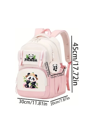 Wangxi Kahverengi Panda Desenli Günlük Geniş Kapasiteli Çok Cepli Fermuarlı Ayarlanabilir Askılı Hafif Sırt Çantası Kahverengi