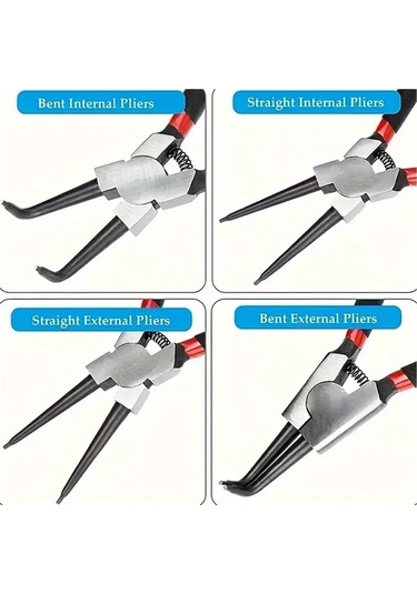 Elmpaly Yükseltilmiş 4 Parça Yaylı Halka Pensesi, Karbon Çelik Düz Ve Kavisli Uçlu