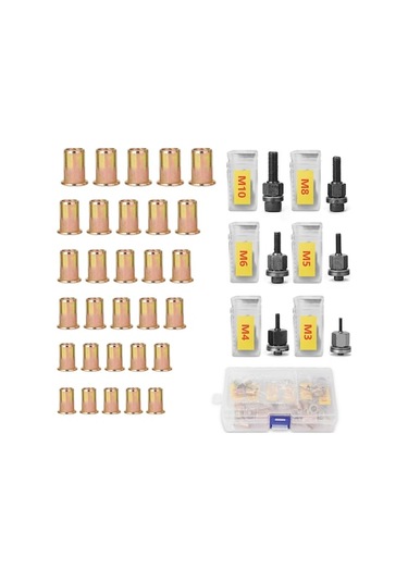 6 Adet Perçin Makinesi Aksesuarı Dişli Mandrel Perçin Somunu Aleti Adaptörü Çekme Çubuğu Perçin Makinesi Yedek Perçin Kafaları 30 Adet Somunla Diğer