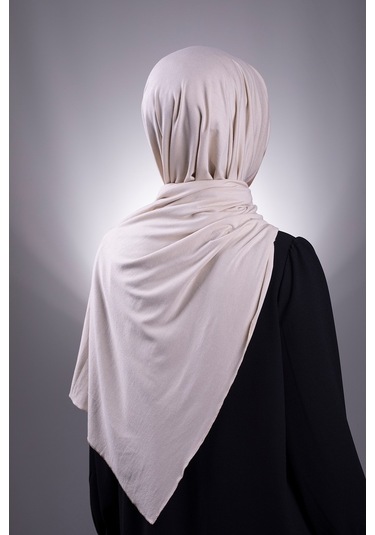 Bej Düz Klasik Şal Viskon Kumaş Likralı Penye 202101_12 Bej