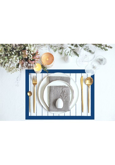 Adawall Home Lacivert Çizgili Tom & Jerry Kumaş Amerikan Servis 4 Çok Renkli