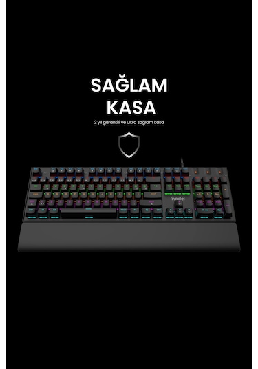 Nova Mk104 Rainbow Bilek Destekli Türkçe Fullanti-ghosting Mekanik Oyuncu Klavyesi Siyah Blue Switch