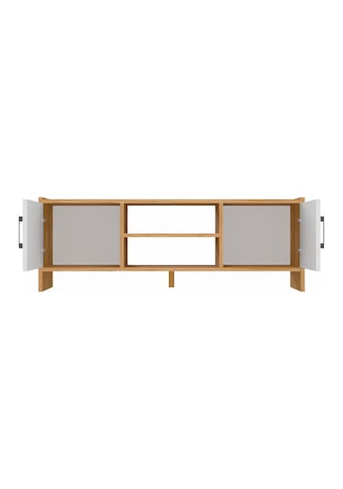 Molde Retro Tv Sehpası Mdf Membran Kapaklı Raflı Tv Ünitesi Televizyon Sehpası Atlantik Çam - Beyaz