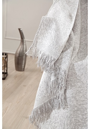 Vicuna Home Pamuklu Çok Amaçlı Ebruli Koltuk / Çekyat Örtüsü Gri