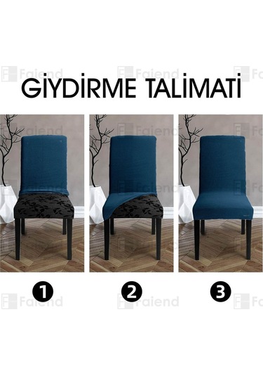 Faiend Yıkanabilir Likralı Esnek Lastikli Sandalye Kılıf Örtü Petrol Mavi