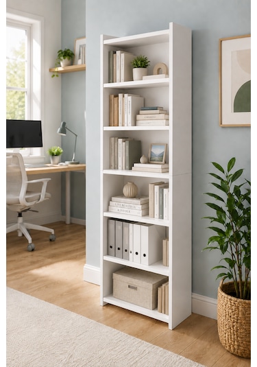 Nova 6 Raflı Beyaz Mdf Modüler Kitaplık