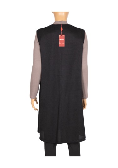 Hesna Kadın Naz Şönil Cep Kombinli Siyah Yelek Siyah