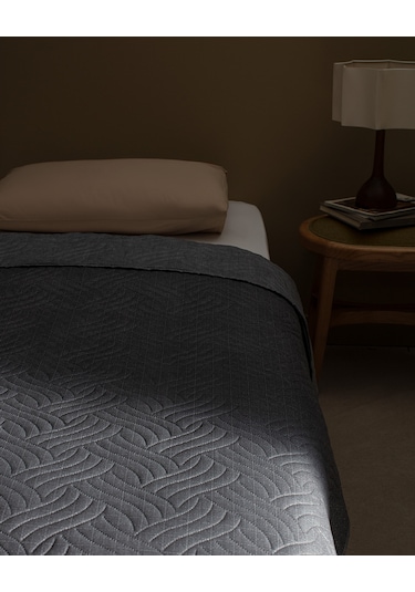 Odette Çift Kişilik Yatak Örtüsü Gri