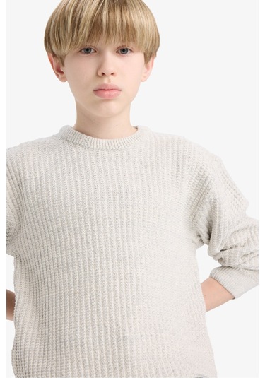 Defacto Erkek Çocuk Bisiklet Yaka Triko Kazak C9468a825augr210 Gri