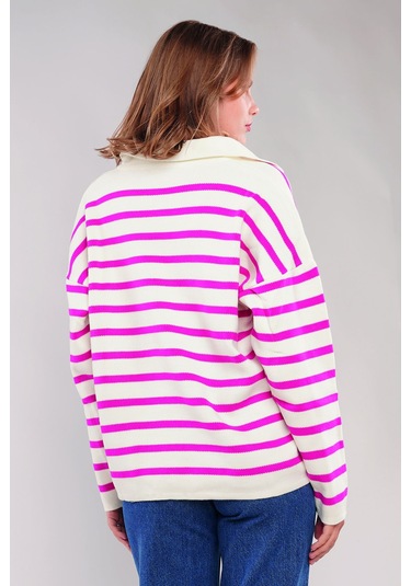 Gabria Çizgili Kazak Fuşya