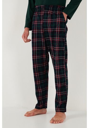 Buratti Ekoseli Pamuklu Regular Fit Yüksek Bel Bisiklet Yaka Erkek Pijama Takımı 6574000 Yeşil