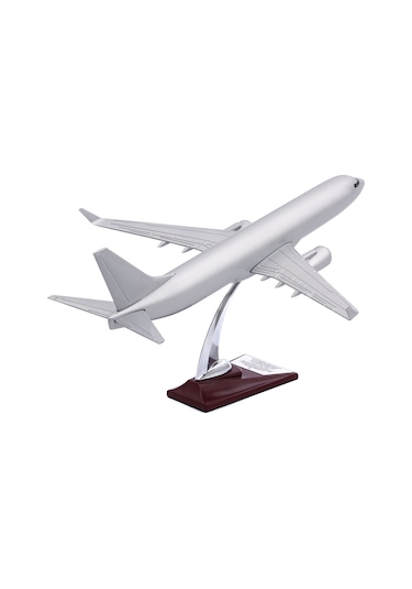 Zekupp - Maket Uçak - Boeing 737-800 1/100 - GÜMÜŞ RENK ÖZEL TASARIM Model Uçak