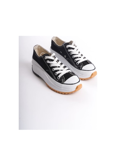 Parıs Bağcıklı Ortopedik Taban Kadın Sneaker Spor Ayakkabı Tbt - Siyah Siyah