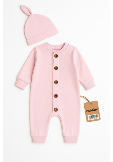 Mevsimlik %100 Pamuk Bereli Bebek Tulum Takım - Yeni Sezon Unisex Pembe