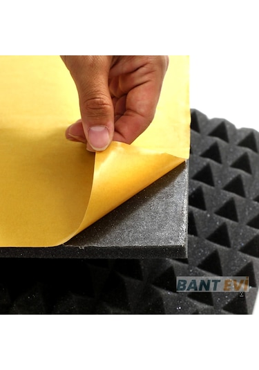 Akustik Piramit Sünger 100x100cm Yapışkanlı Ses Yalıtım Süngeri