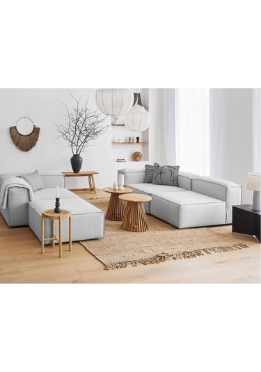 Mira Relax 4 Modül Köşe Koltuk Gri Keten Kumaş Antrasit