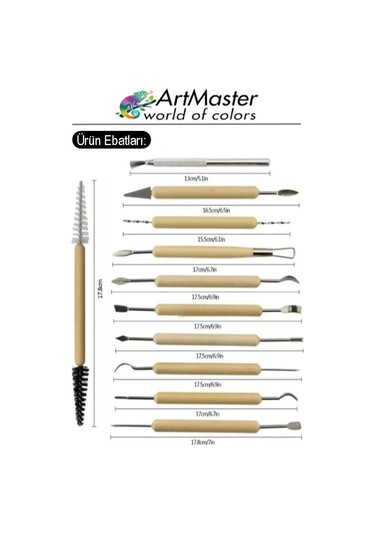 Seramik Kil Çömlek Şekillendirici 11 Parça Ahşap Saplı 1 Paket Oyma Ve Temizleme Modelaj Seramik Seti