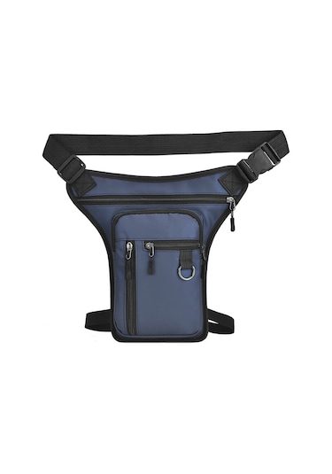 Singree Motosiklet Bacak Çantası - Mavi Pu Deri, 31x18x2cm Boyutlarında