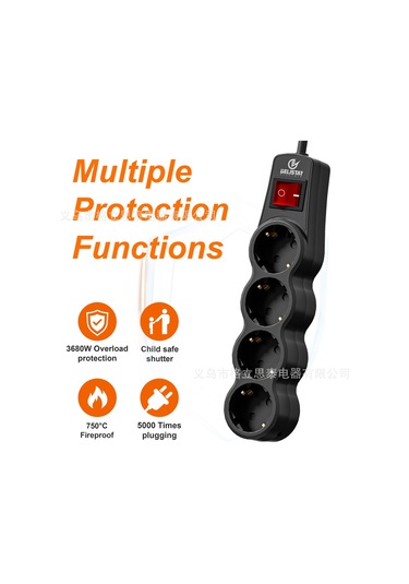 Joyjadehub 4 Soketli Güç Şeridi Fransız Standardı Dört Konumlu