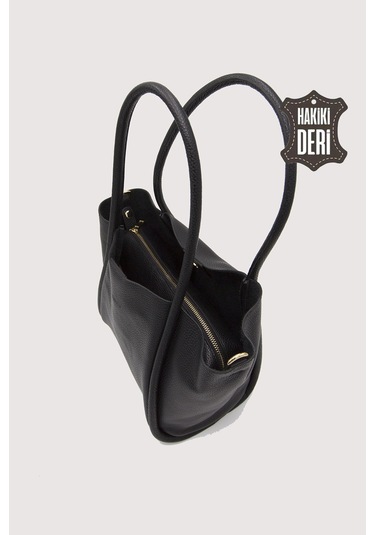 Hakiki Deri Kadın Organizerlı Omuz Çantası Siyah Smr9205 Siyah