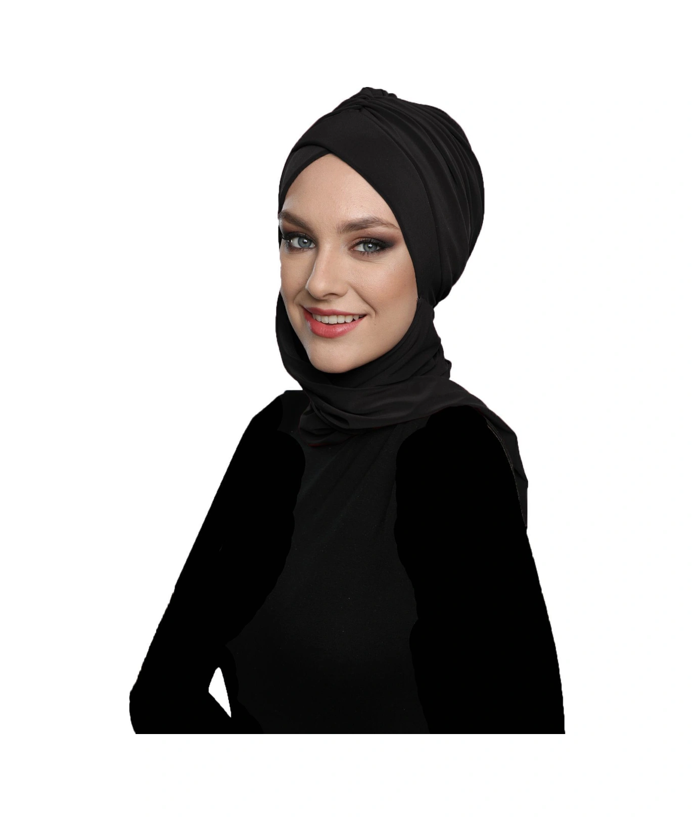 Kardelen Atkılı Astarlı Siyah Hazır Türban Tesettür Havuz Ve Dış Bone Siyah