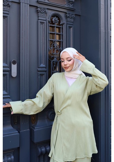 Misskayle Bağlama Detaylı Kimono Takım Mint Yeşili Mintyeşili