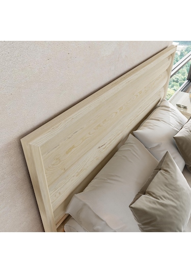 Hüma Model Vernikli Çam Ahşap Karyola Ve İki Komodin Set Yatay -284 140 x 190