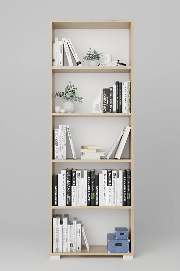 Lucas Serisi Safir Meşe 5 Raflı Kitaplık Safir Meşe