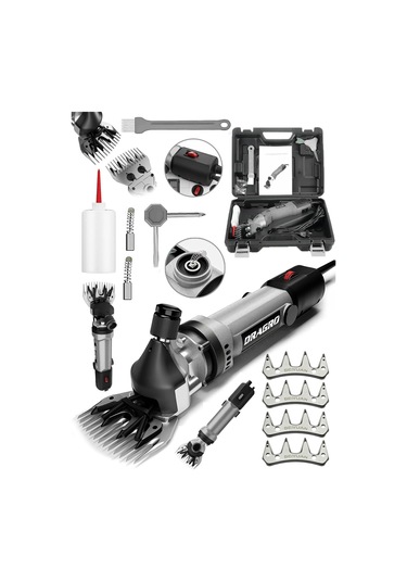 Dragro Alman Drg-4200w Devir Ayarli Bakir Sargili Çelik Şanzuman Koyun Keçi Kirkma Makinesi + 4 Üst Bıçakg