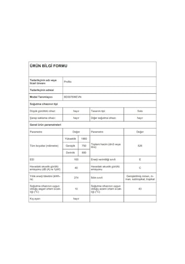 Profilo BD3076WEVN 521 LT No-Frost Kombi Tipi Buzdolabı