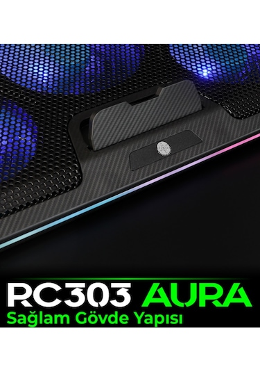 Rush Aura RC303 RGB 5 Fanlı 11" - 19" Notebook Soğutucu